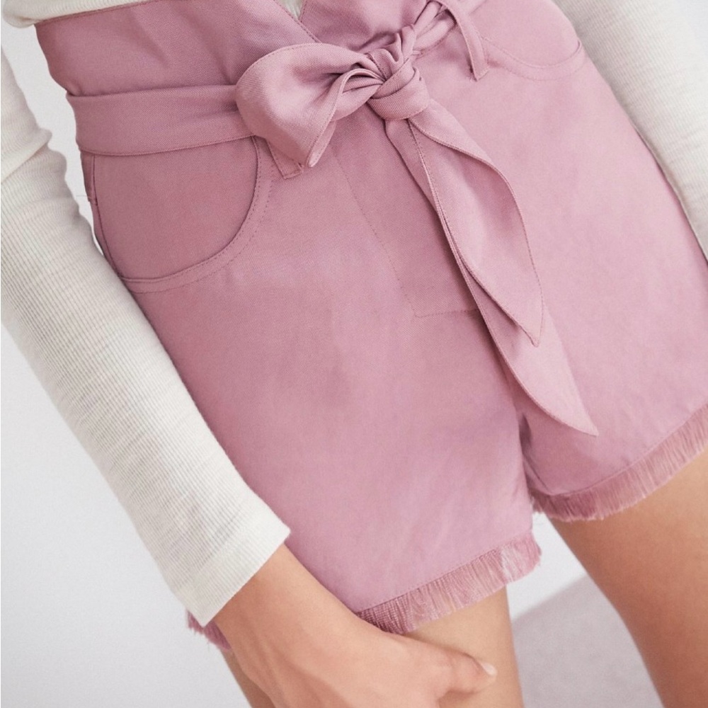 Nanushka Agape Paperbag waist shorts soft purple pink